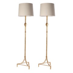Pair of Gilt Iron Floor Lamps After Giacometti