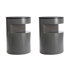 Lacquered Slate Top Round Side Tables