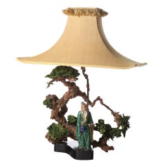 Bonsai Asian Figural Lamp After Billy Haines