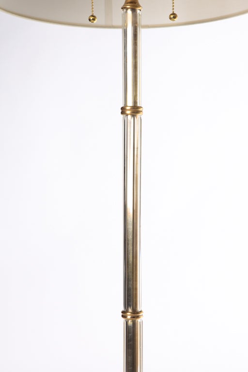 Neoclassical Dore Bronze And Crystal Column Floor Lamp c.1940