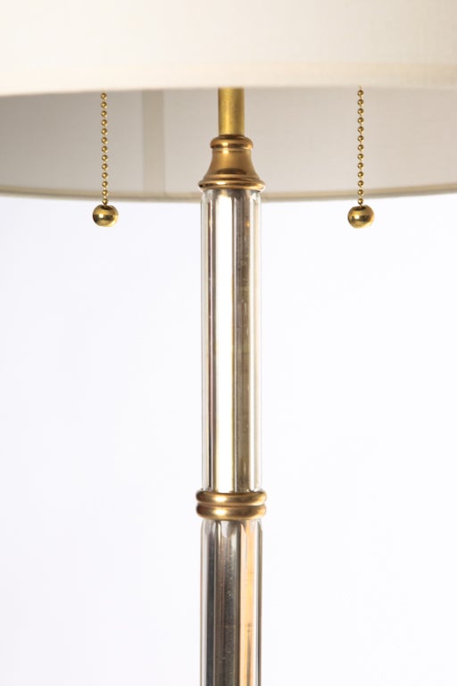 American Dore Bronze And Crystal Column Floor Lamp c.1940