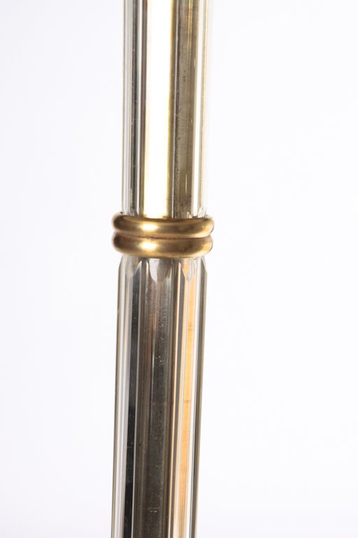 Dore Bronze And Crystal Column Floor Lamp c.1940 In Excellent Condition In New York, NY