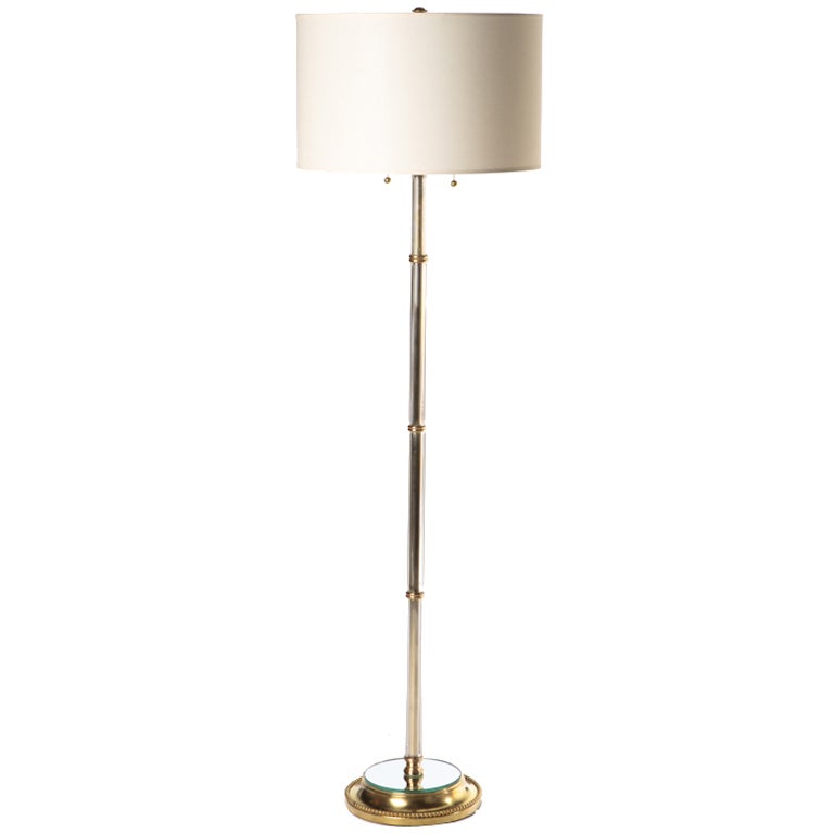 Dore Bronze And Crystal Column Floor Lamp c.1940