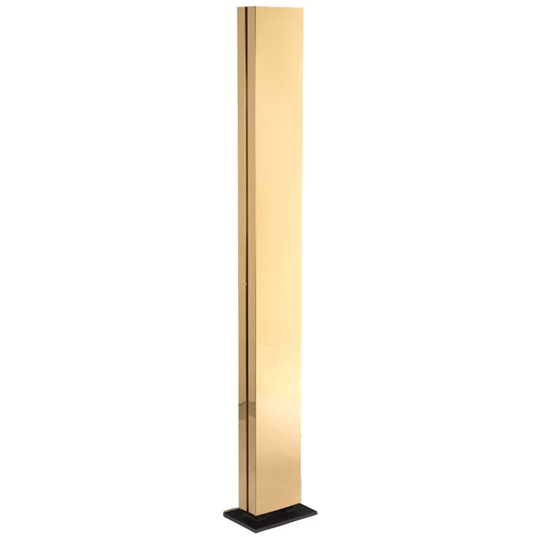 Brass Rectangular Column Floor Lamp