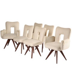 Vladimir Kagan Set of Six Walnut Dining Chairs