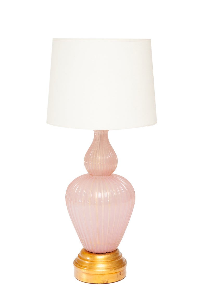 Grand 1960s Pink Murano Glass Baluster Lamp For Sale