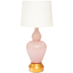 Grand 1960s Pink Murano Glass Baluster Lamp 8