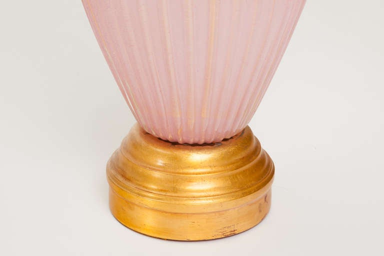 Italian Grand 1960s Pink Murano Glass Baluster Lamp For Sale