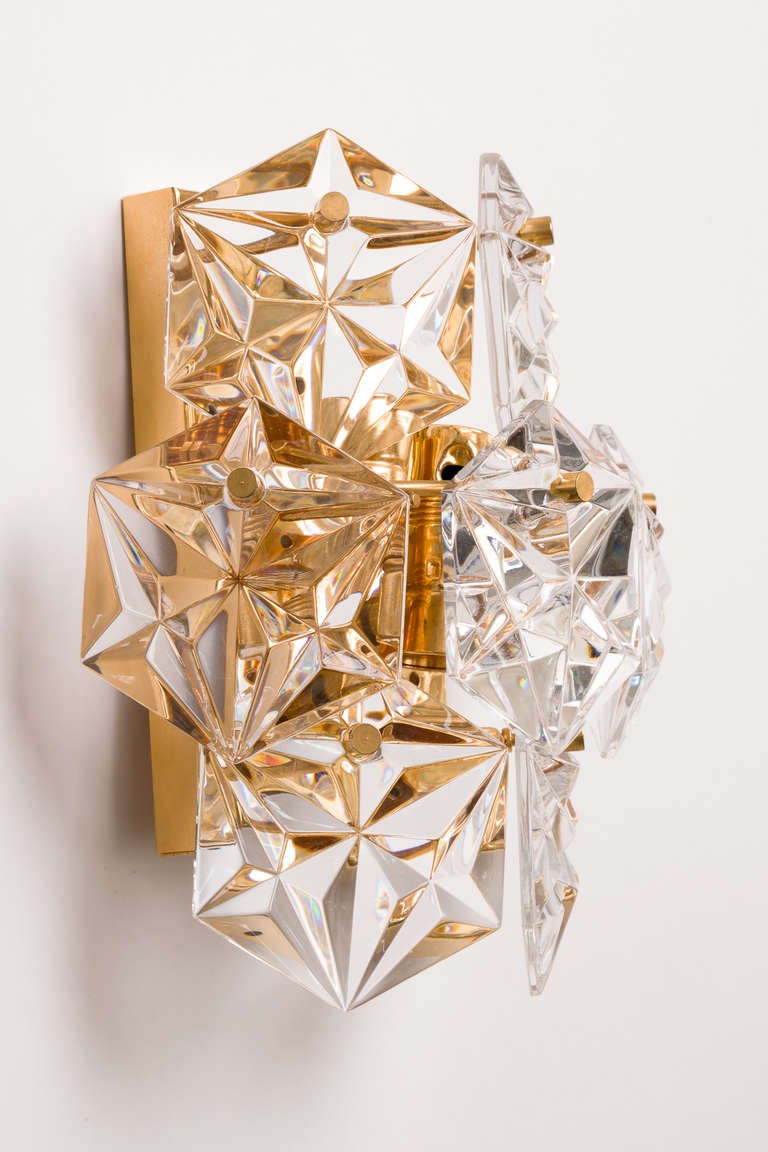German Kinkeldey Hexagonal Crystal Sconces 1970's