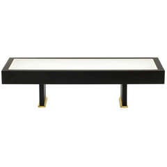 French 1960s Shadowbox Coffee Table with Brass Detail 1