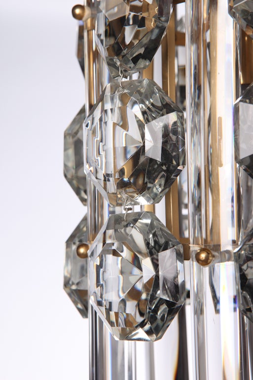 German Faceted Crystal Drop Pendant Chandelier In Excellent Condition In New York, NY