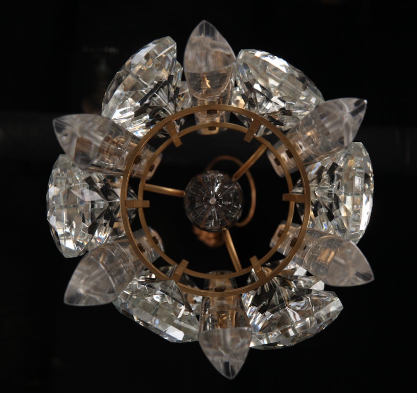 20th Century German Faceted Crystal Drop Pendant Chandelier