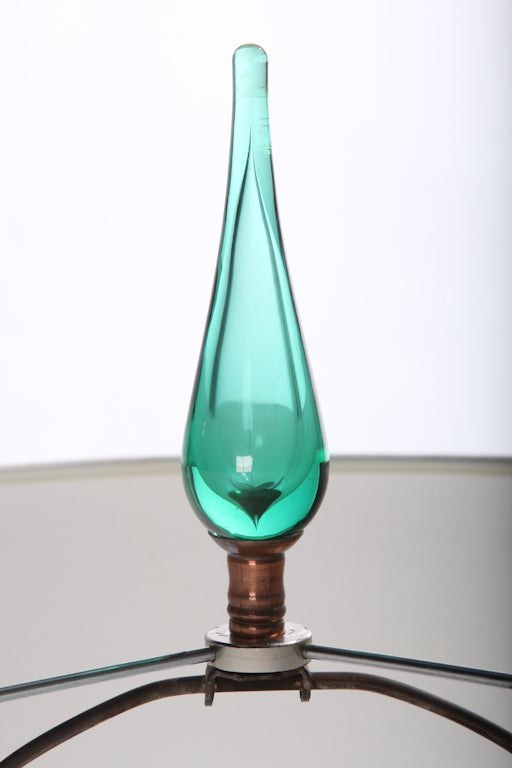 Grüne Blenko-Lampe aus mundgeblasenem Glas mit Glasabschluss (amerikanisch) im Angebot