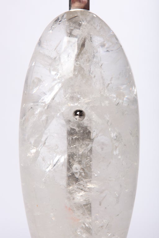 American Rock Crystal Teardrop Lamps With Nickel Bases For Sale