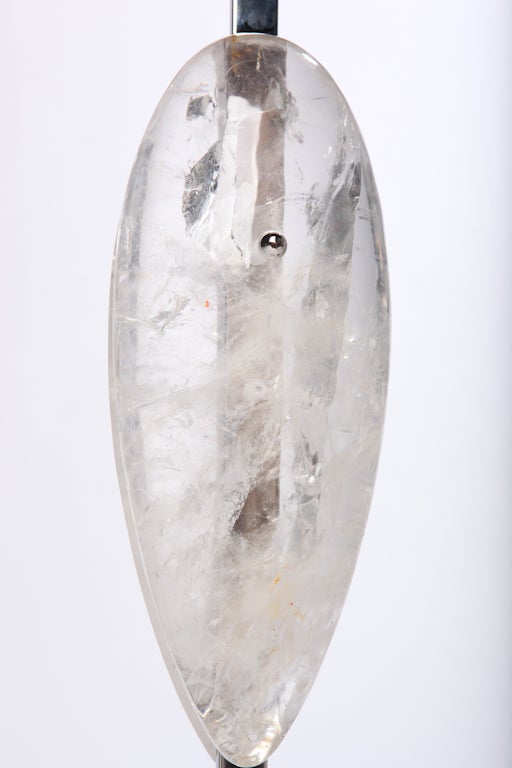 Hand-Crafted Rock Crystal Teardrop Lamps With Nickel Bases For Sale