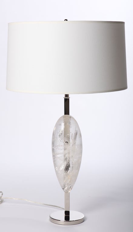 Contemporary Rock Crystal Teardrop Lamps With Nickel Bases For Sale