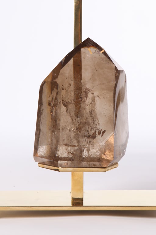 Large natural smoky quartz rock crystals with solid brass bases and hardware. May also be ordered in polished nickel or gunmetal finish for an additional $400-