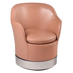 Vintage Philip Enfield Leather and Chrome Swivel Club Chair