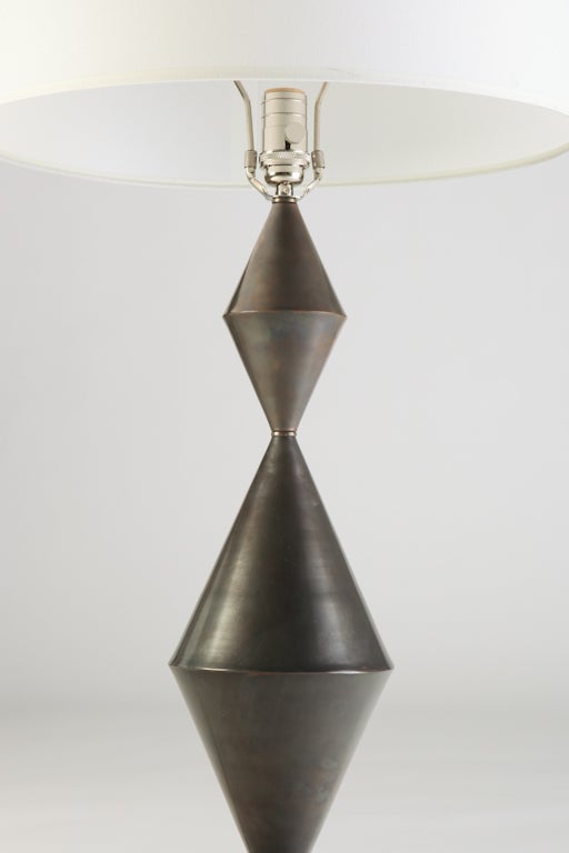 Mid-Century Modern Gunmetal Patinated Brass Conical Lamps