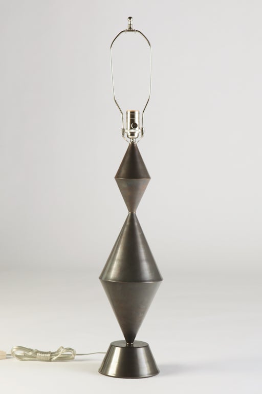 American Gunmetal Patinated Brass Conical Lamps