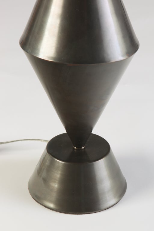 Gunmetal Patinated Brass Conical Lamps In New Condition In New York, NY