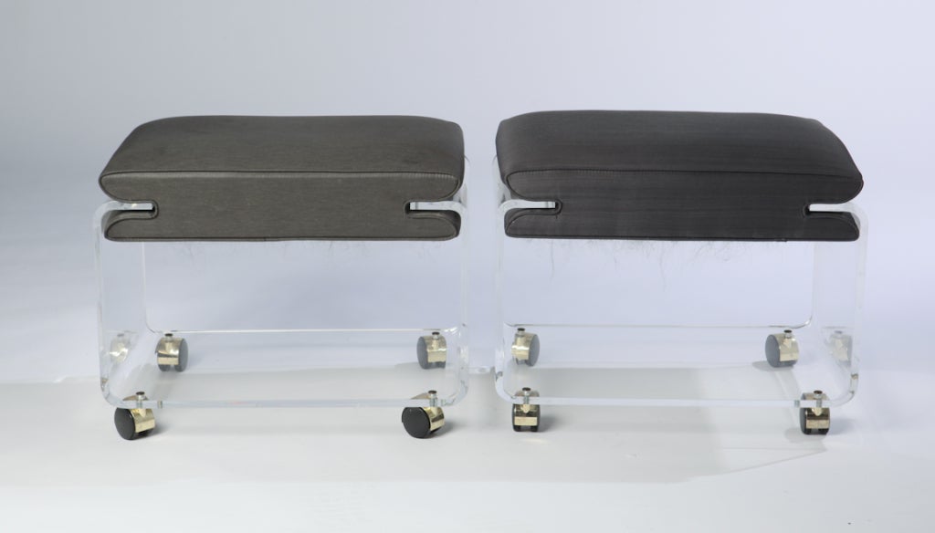 Pair of 1970s Lucite Ottomans, Benches, or Swivel Stools at 1stDibs