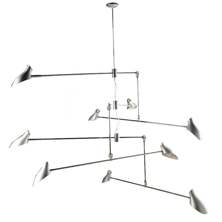 David Weeks Brushed Aluminum And Nickel Mobile Chandelier At 1stdibs David Weeks Brushed Aluminum And Nickel Mobile Chandelier For