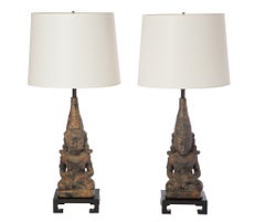 Pair of Asian Figural Lamps After James Mont