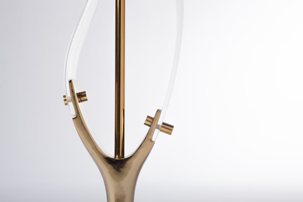 20th Century Lucite and Brass Leaf Sculpture Lamp by Laurel Lighting Company