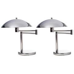 Nessen Chrome Swing Arm Lamps