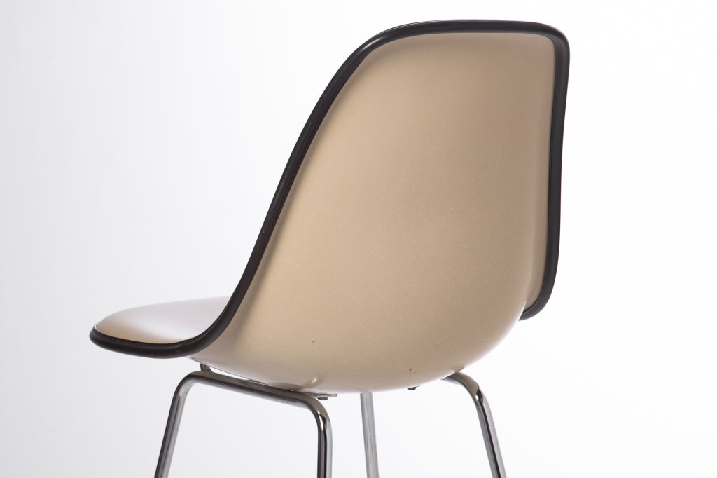 American Charles Eames Leather Upholstered Fiberglass Bar Stools