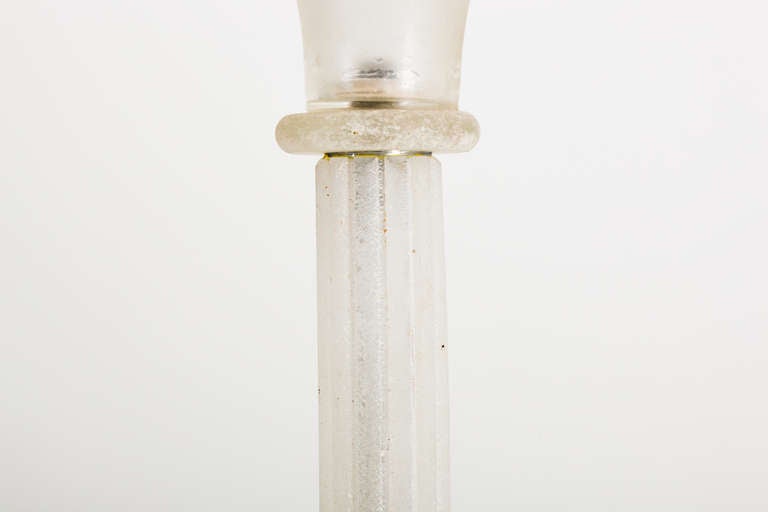 Italian Karl Springer Seguso Glass Torchiere Floor Lamp