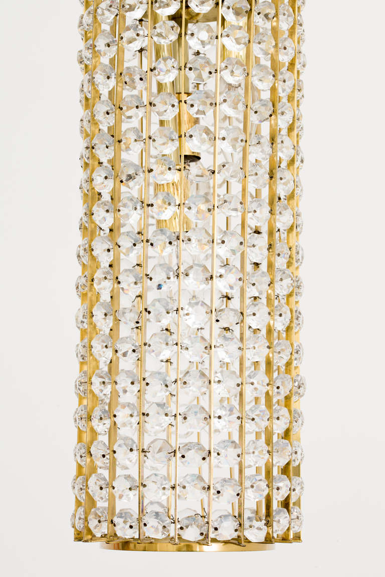 1960s German Faceted Crystal Pendant Chandelier im Zustand „Gut“ in New York, NY