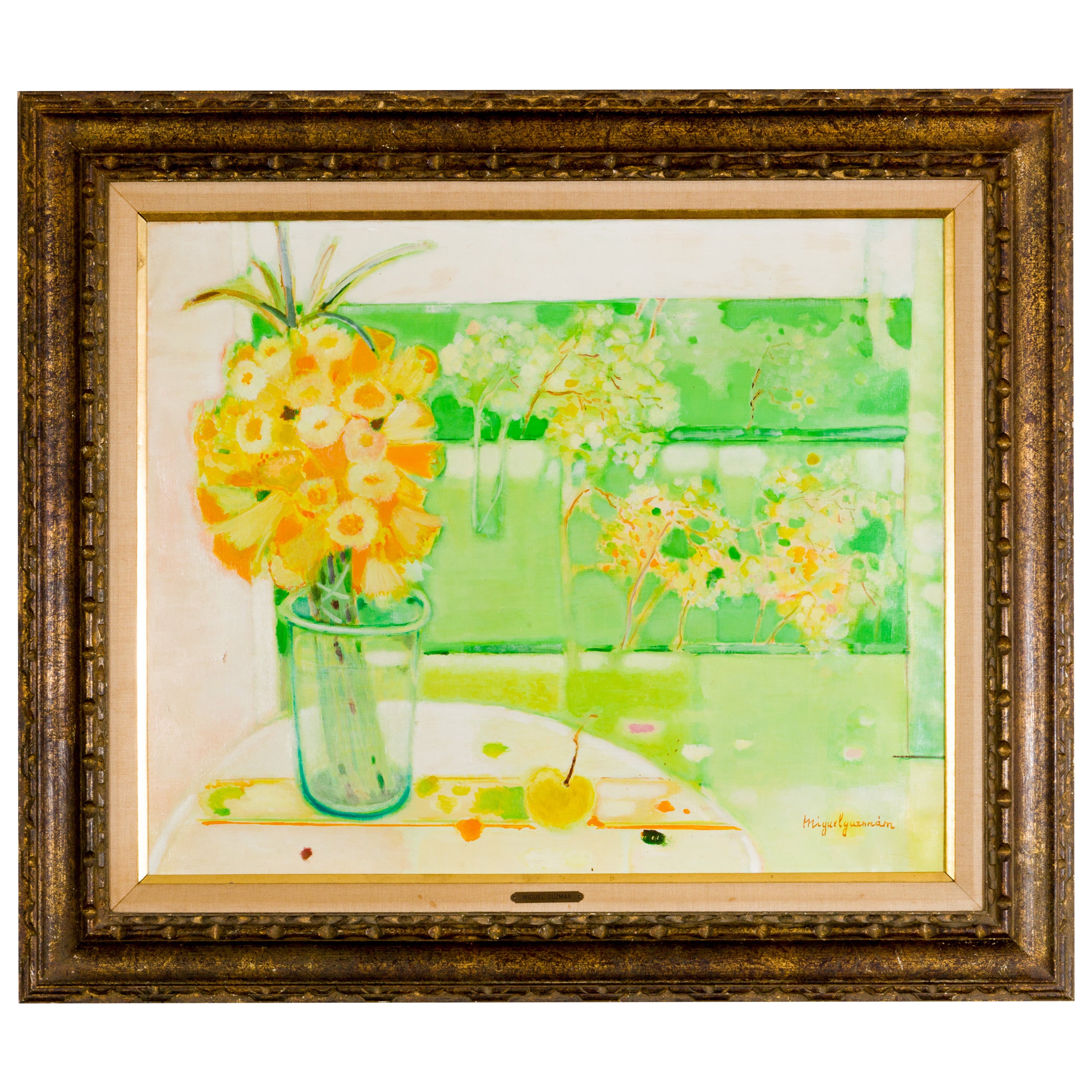  "Bouquet de Jonquilles, peinture à l'huile de Miguel Guzman  c.1968