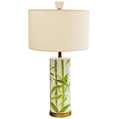 1960s Italian Ceramic Bamboo Lamp with Antique Chinese Jade Finial 6