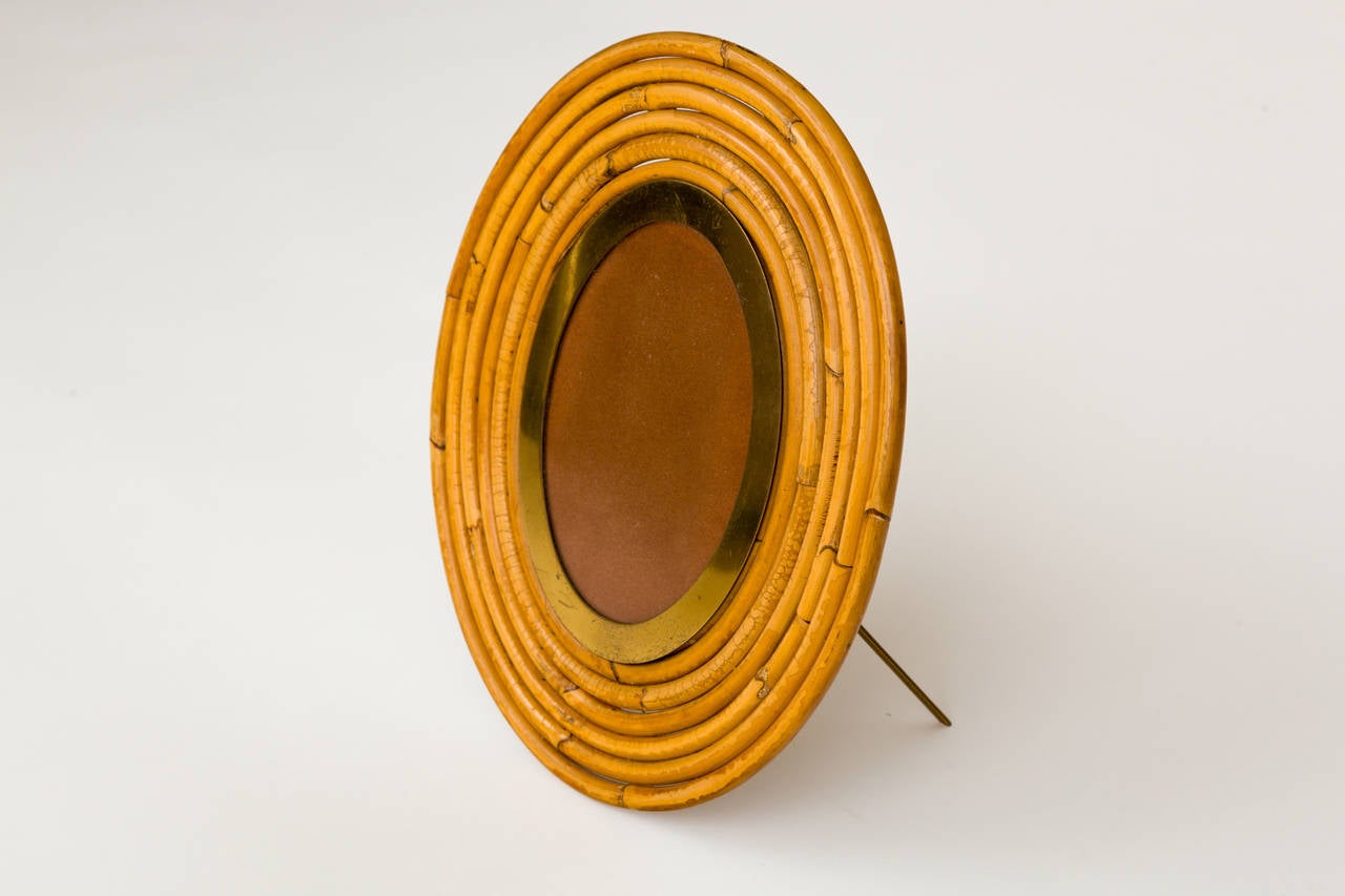 Gabriella Crespi Bamboo and Brass Oval Frame In Good Condition In New York, NY