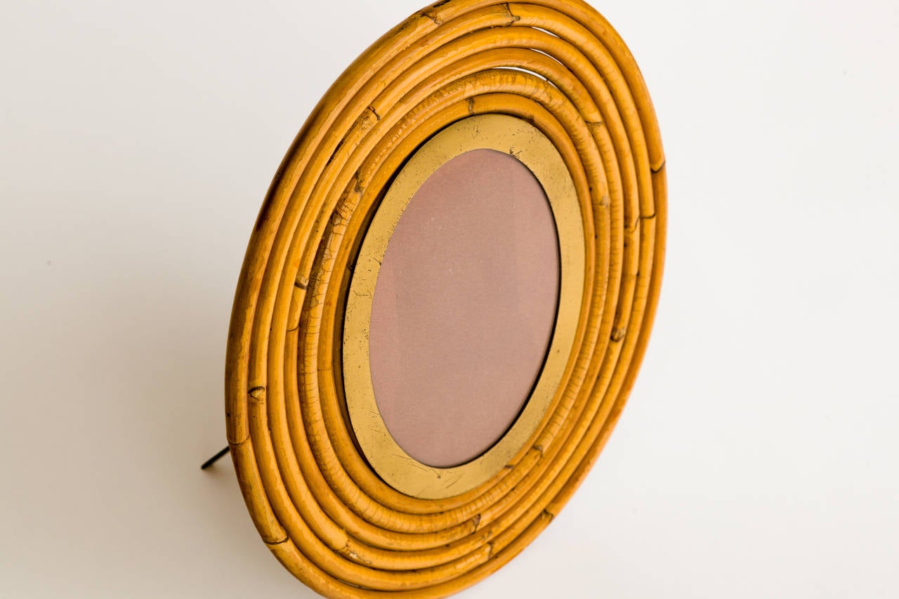 Gabriella Crespi Bamboo and Brass Oval Frame 1