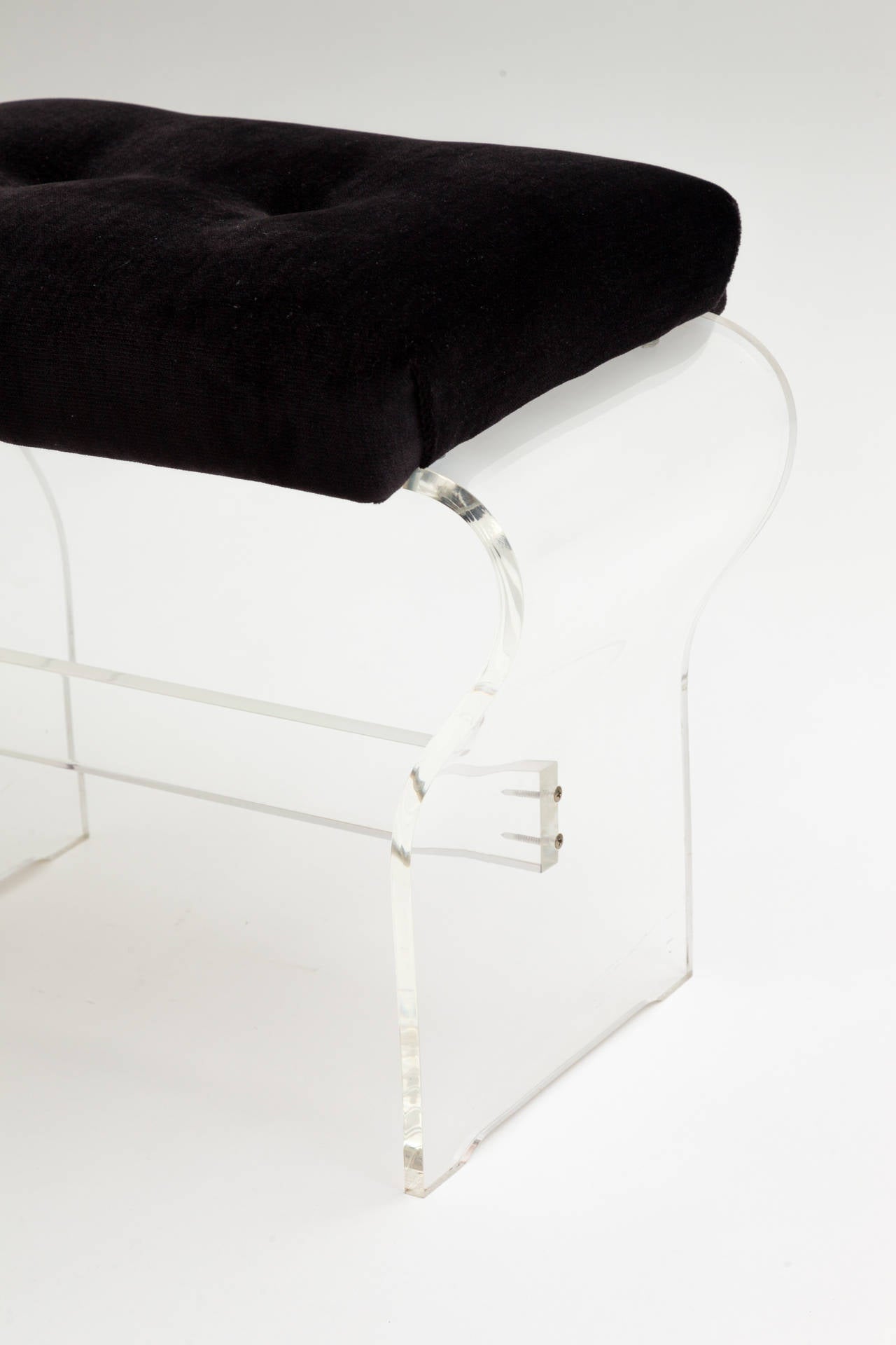 Mid-Century Modern 1970s Lucite Ottoman Bench