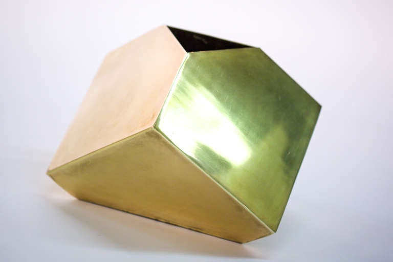 Architectural cubist brass sculpture, handcrafted, c 1980.