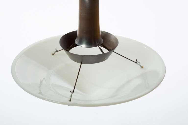 Mid-Century Modern Gerald Thurston for Lightolier Steel and Glass Dome Chandelier For Sale