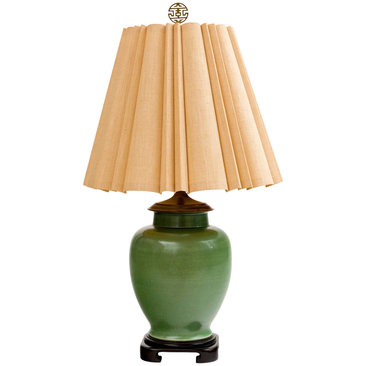 Midcentury Jade Ceramic Ginger Jar Lamp For At 1stdibs