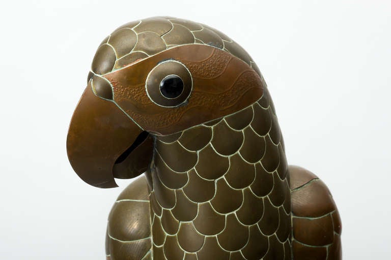 Mid-Century Modern Sergio Bustamante Brass and Copper Parrot