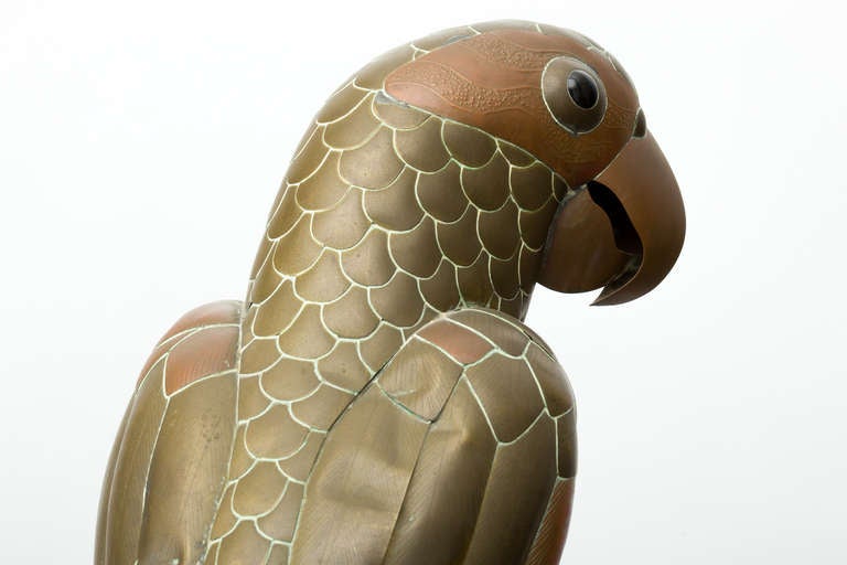 Sergio Bustamante Brass and Copper Parrot In Good Condition In New York, NY