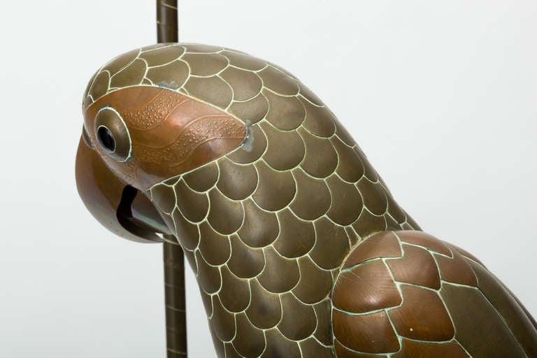 20th Century Sergio Bustamante Brass and Copper Parrot
