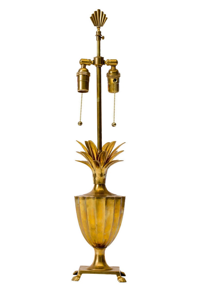 Fluted Brass Pineapple Urn Lamp