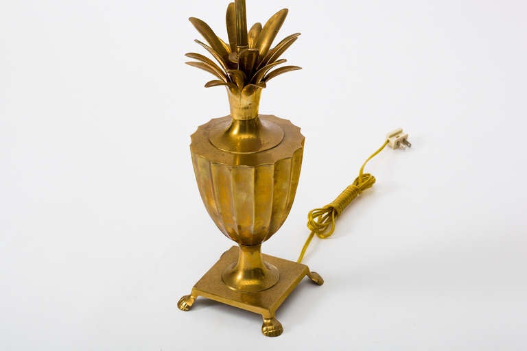 Mid-Century Modern Fluted Brass Pineapple Urn Lamp