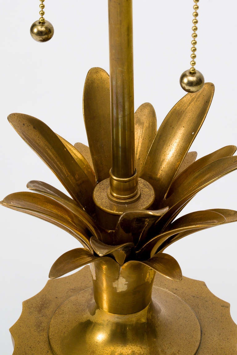 American Fluted Brass Pineapple Urn Lamp