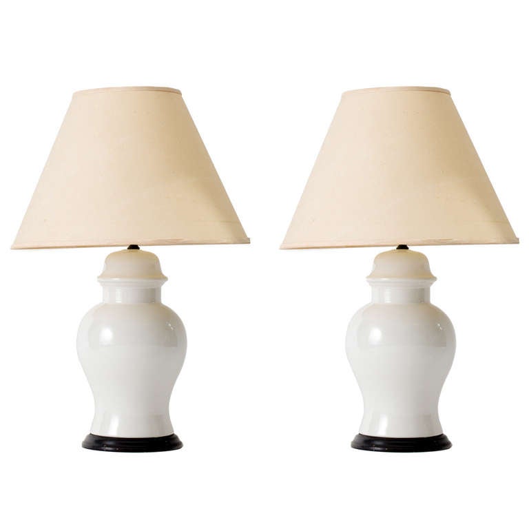 1960s White Ceramic Ginger Jar Lamps For At 1stdibs