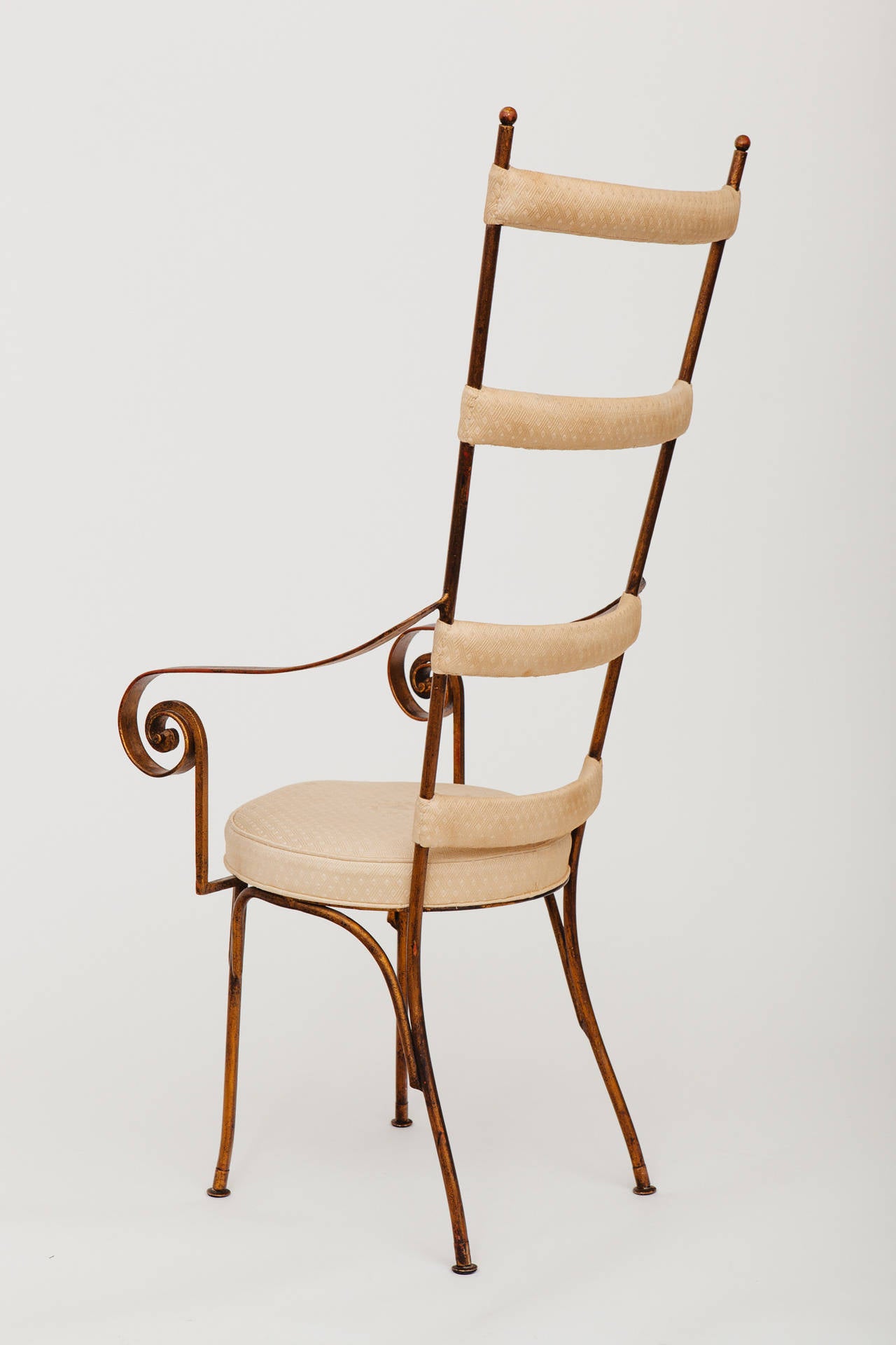 Italian Gilt Metal Ladder Back Chair, circa 1950s For Sale at 1stdibs