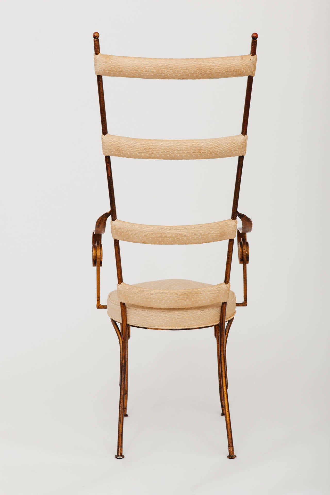 Italian Gilt Metal Ladder Back Chair, circa 1950s For Sale at 1stdibs